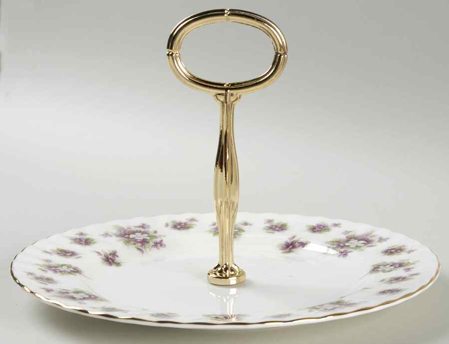 Sweet Violets Round Serving Plate with Handle (SP) by Royal Albert-1