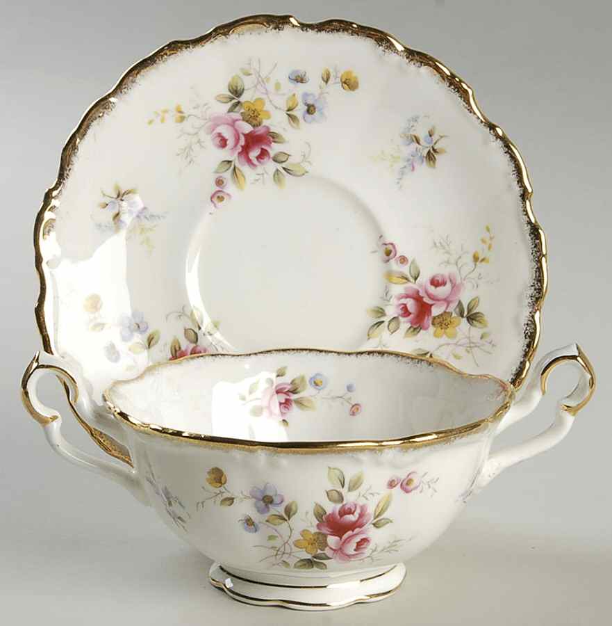 Tenderness Footed Cream Soup Bowl & Saucer Set by Royal Albert-1