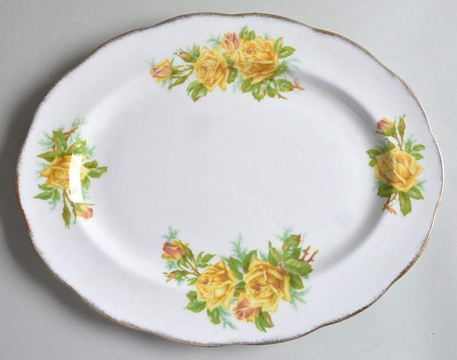 Tea Rose Yellow 12" Oval Serving Platter by Royal Albert-1