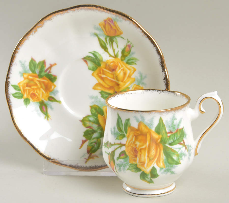 Tea Rose Yellow Footed Demitasse Cup & Saucer Set by Royal Albert-1