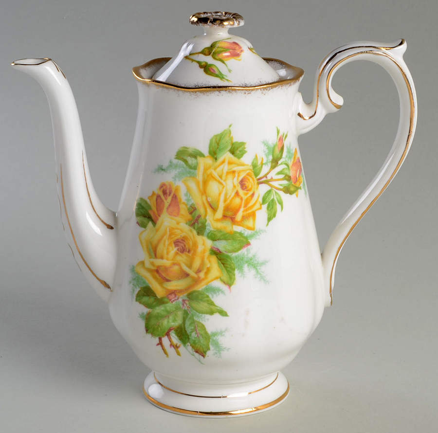 Tea Rose Yellow Mini Coffee Pot & Lid by Royal Albert-1