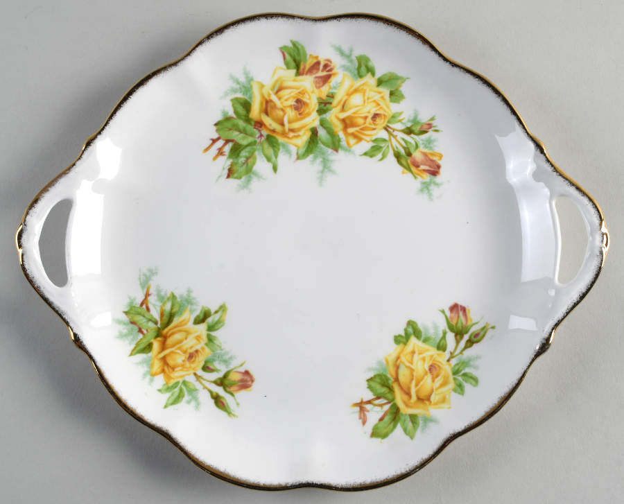 Tea Rose Yellow Handled Cake Plate by Royal Albert-1