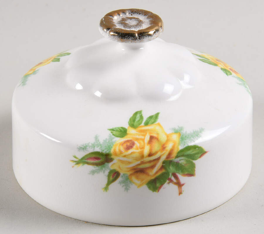 Tea Rose Yellow Lid for Round Butter (Uses Bread & Butter Plate) by Royal Albert-1