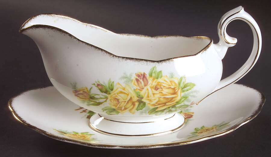 Tea Rose Yellow Gravy Boat & Underplate by Royal Albert-1