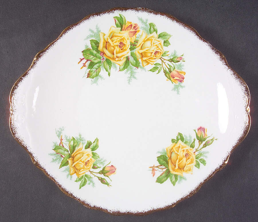 Tea Rose Yellow Handled Cake Plate by Royal Albert-1