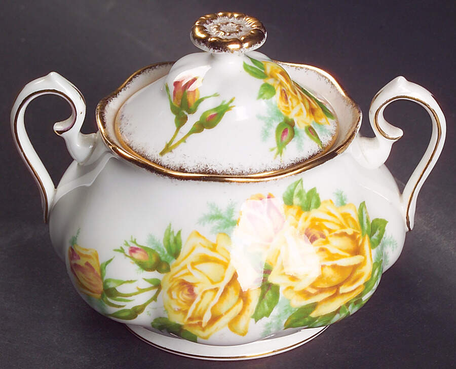Tea Rose Yellow Sugar Bowl & Lid by Royal Albert-1