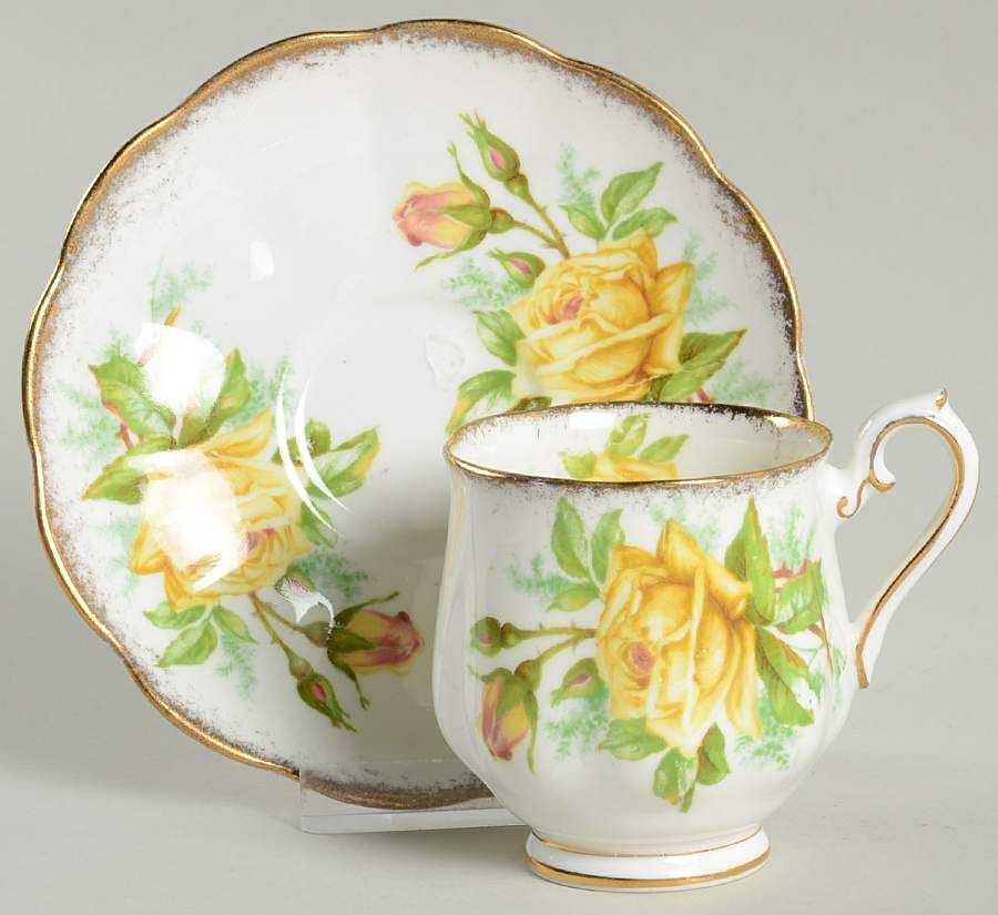 Tea Rose Yellow Footed Demitasse Cup & Saucer Set by Royal Albert-1