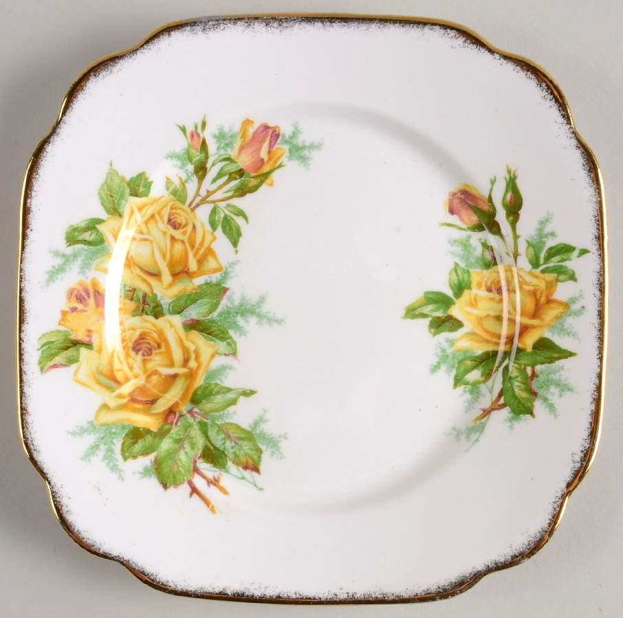 Tea Rose Yellow Square Dessert Plate by Royal Albert-1