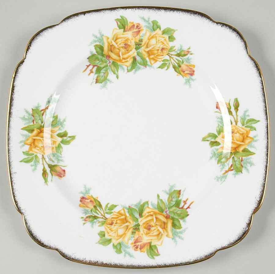 Tea Rose Yellow Square Dinner Plate by Royal Albert-1