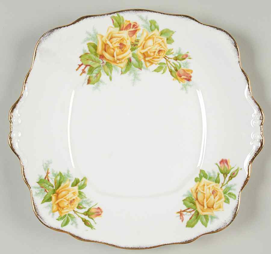 Tea Rose Yellow Square Handled Cake Plate by Royal Albert-1