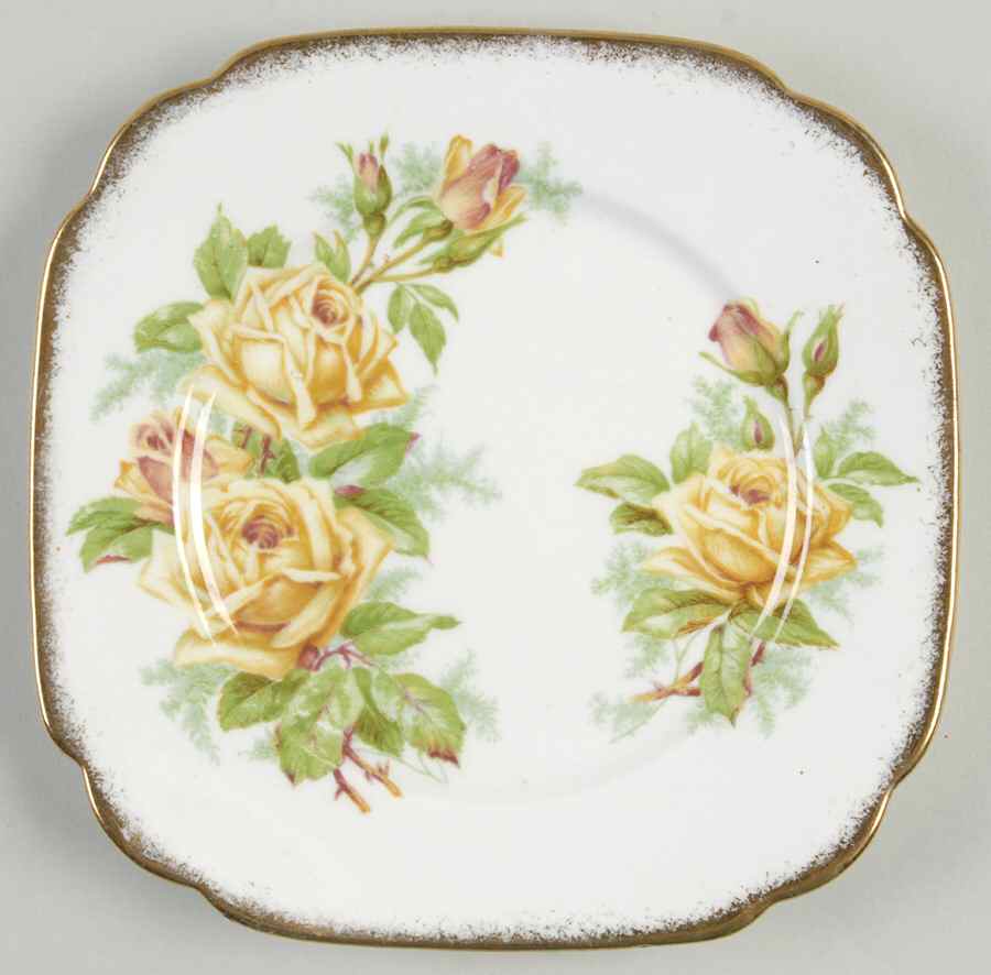 Tea Rose Yellow Square Bread & Butter Plate by Royal Albert-1