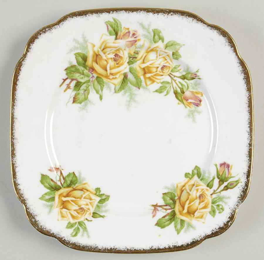 Tea Rose Yellow Square Salad Plate by Royal Albert-1