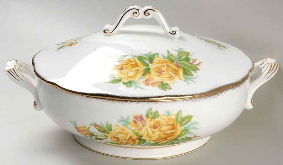 Tea Rose Yellow Round Covered Vegetable by Royal Albert-1