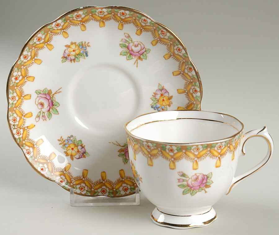 Torquay Yellow Footed Cup & Saucer Set by Royal Albert-1