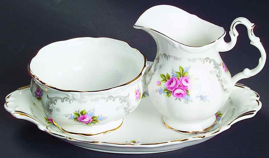 Tranquillity Mini Creamer & Open Sugar with Tray by Royal Albert-1