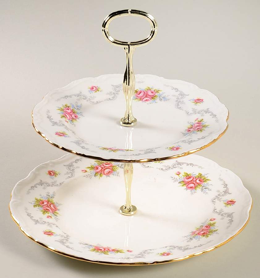 Tranquillity 2 Tiered Serving Tray (Dinner & Salad Plate) by Royal Albert-1