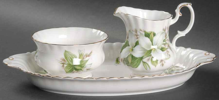 Trillium Mini Creamer & Open Sugar with Tray by Royal Albert-1