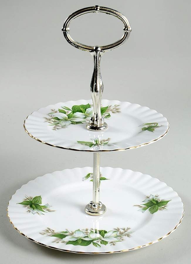 Trillium 2-Tiered Serving Tray (Salad & Bread/Butter Plate) by Royal Albert-1