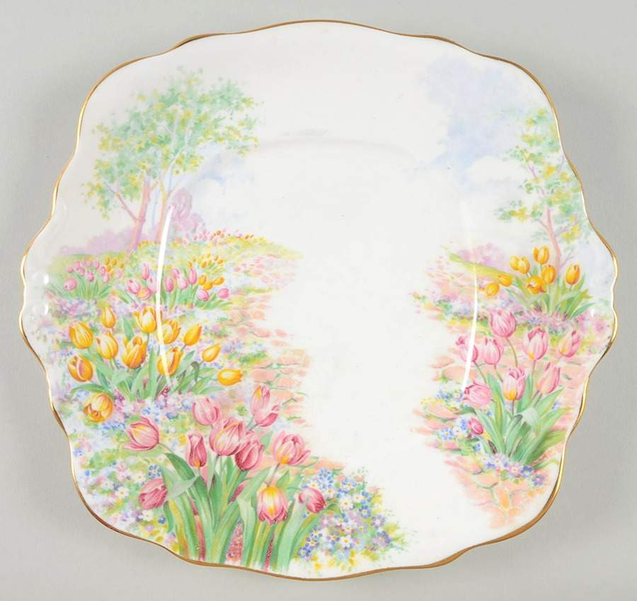 Tulip Square Handled Cake Plate by Royal Albert-1