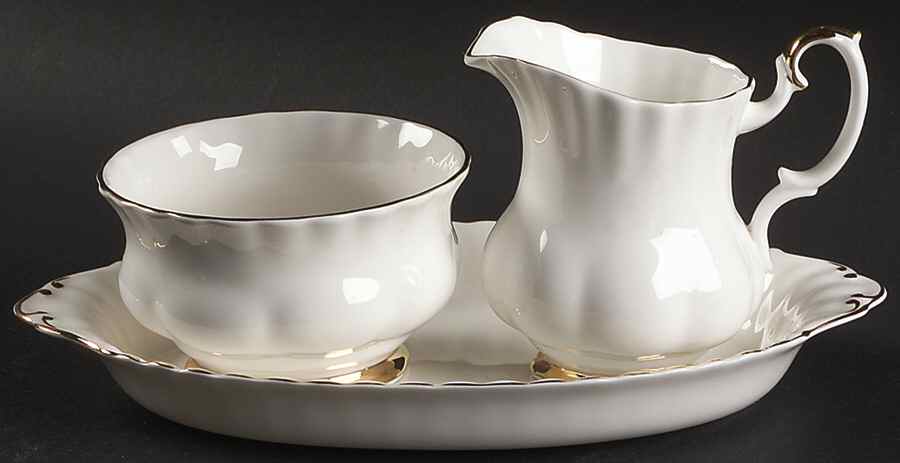 Val D'Or Mini Creamer & Open Sugar with Tray by Royal Albert-1