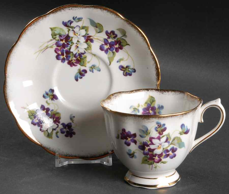 Violets For Love Footed Cup & Saucer Set by Royal Albert-1
