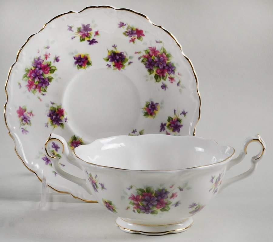 Violetta Footed Cream Soup Bowl & Saucer Set by Royal Albert-1