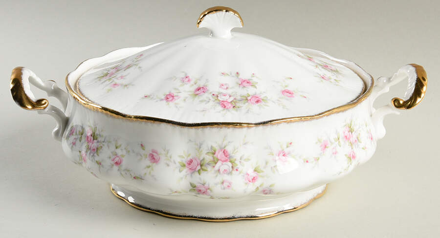Victoriana Rose (Elizabeth Shape) Round Covered Vegetable by Royal Albert-1