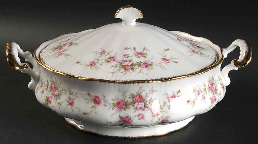 Victoriana Rose (Elizabeth Shape) Round Covered Vegetable by Royal Albert-1