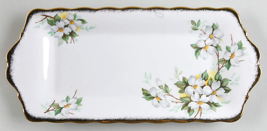 White Dogwood (Brushed Gold Grim Tray for Creamer & Sugar with Lid by Royal Albert-1