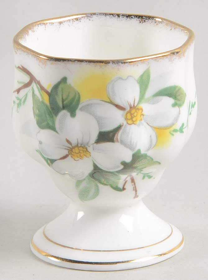White Dogwood (Brushed Gold Grim Single Egg Cup by Royal Albert-1