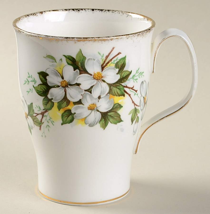 White Dogwood (Brushed Gold Grim Mug by Royal Albert-1