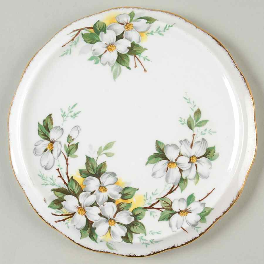 White Dogwood (Brushed Gold Grim Tea Tile by Royal Albert-1
