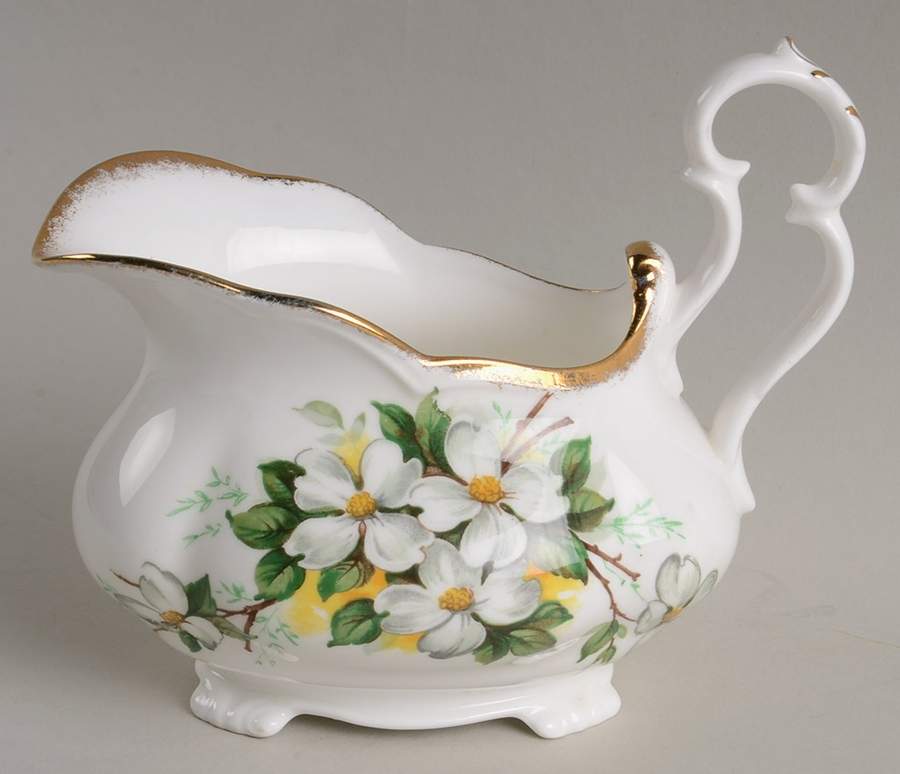 White Dogwood (Brushed Gold Grim Creamer by Royal Albert-1