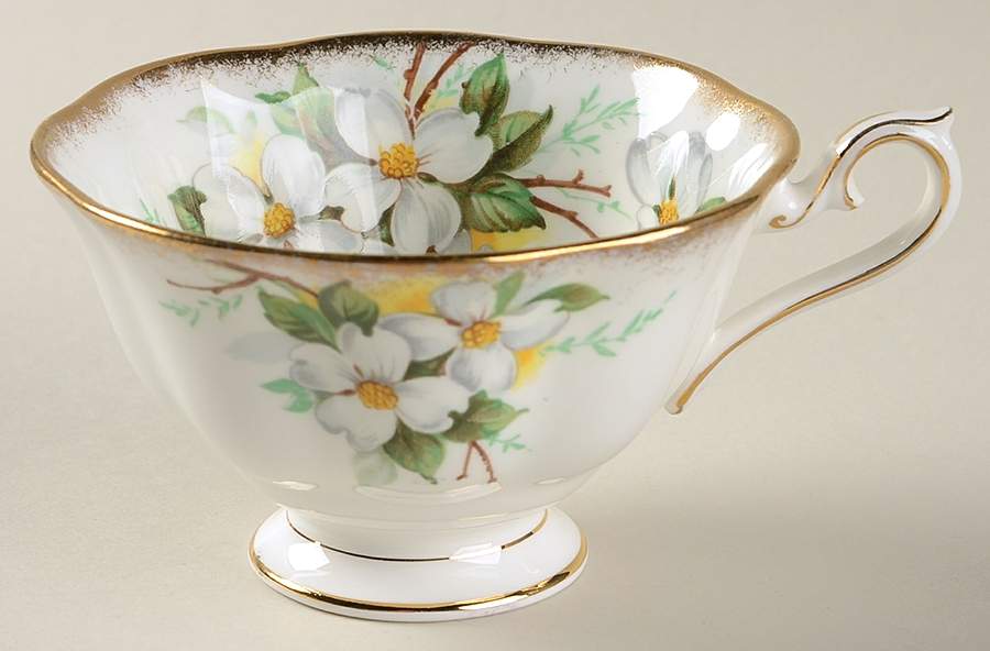 White Dogwood (Brushed Gold Grim Footed Cup by Royal Albert-1