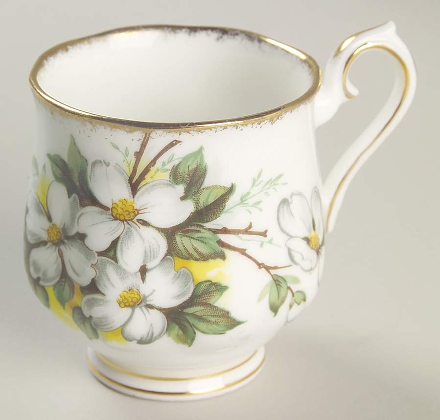 White Dogwood (Brushed Gold Grim Footed Demitasse Cup by Royal Albert-1