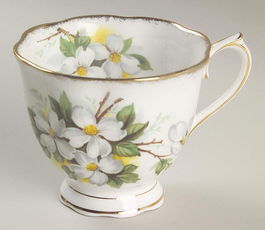 White Dogwood (Brushed Gold Grim Footed Cup by Royal Albert-1