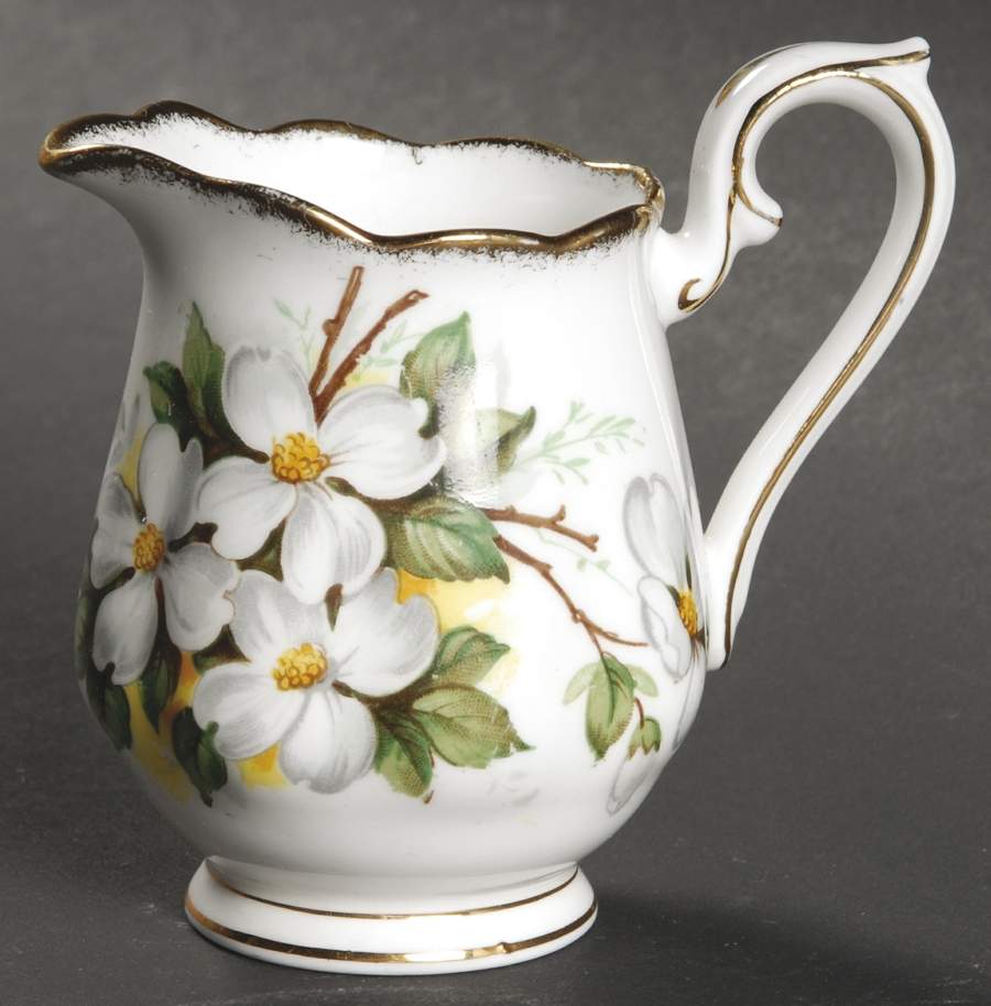 White Dogwood (Brushed Gold Grim Mini Creamer by Royal Albert-1