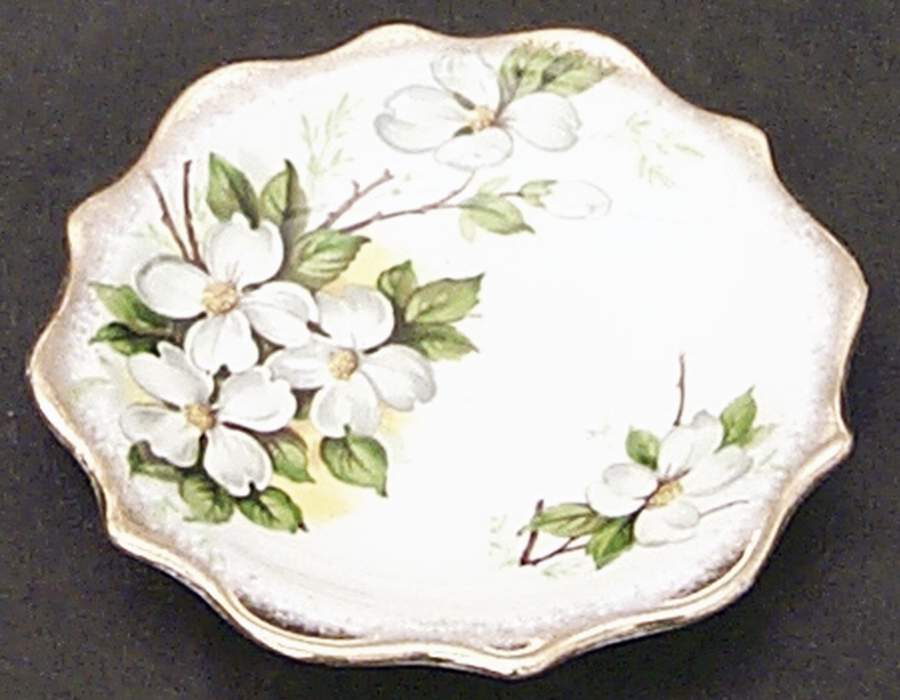 White Dogwood (Brushed Gold Grim Small Ashtray by Royal Albert-1