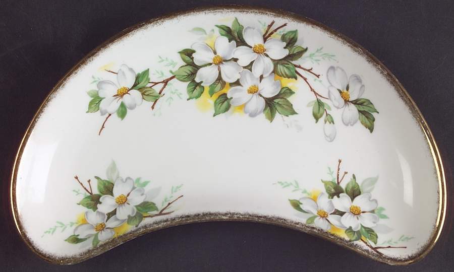 White Dogwood (Brushed Gold Grim Crescent Salad Plate by Royal Albert-1