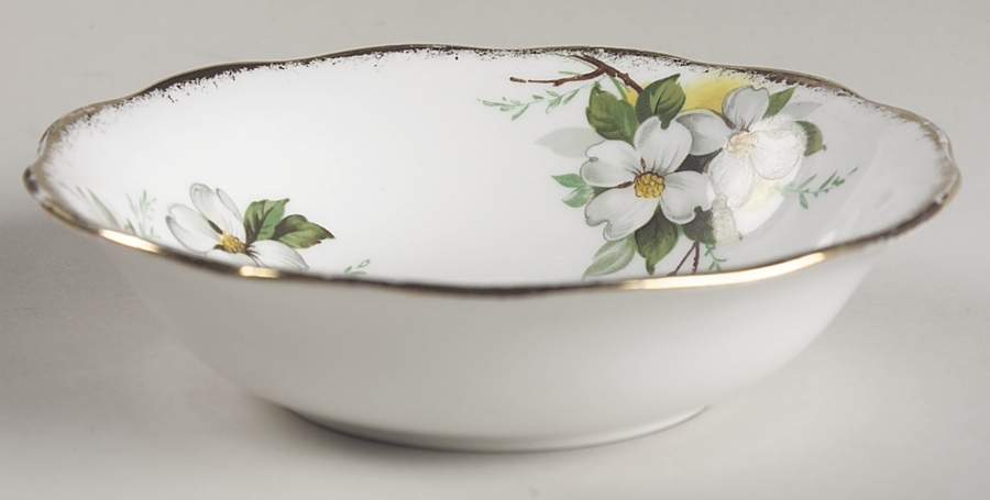 White Dogwood (Brushed Gold Grim Fruit/Dessert (Sauce) Bowl by Royal Albert-1