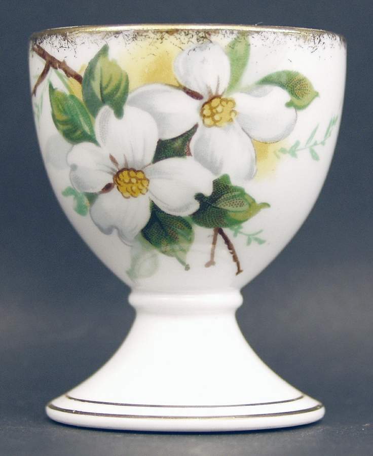 White Dogwood (Brushed Gold Grim Single Egg Cup by Royal Albert-1