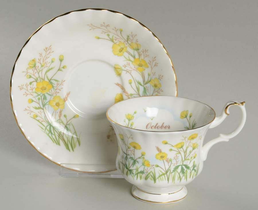 Wild Flower of The Month Footed Cup & Saucer Set by Royal Albert-1