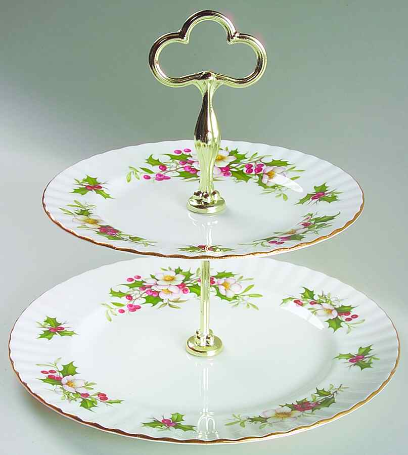 Winter Garden 2 Tiered Serving Tray (Dinner & Salad Plate) by Royal Albert-1