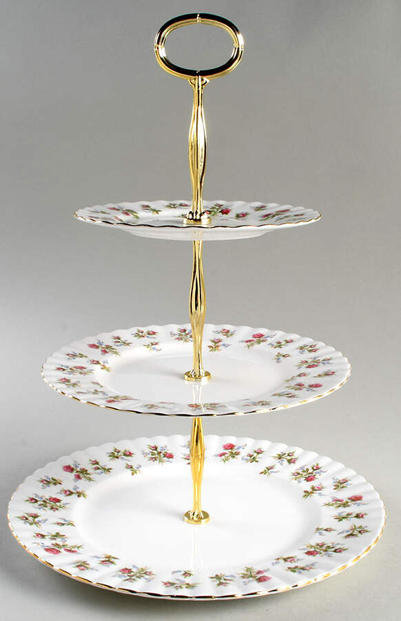 Winsome (White Background) 13 7/8"-14 1/4" 3-Tiered Serving Tray(DP,SP,BB) HC by Royal Albert-1