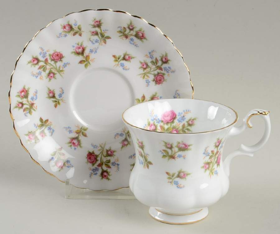 Winsome (White Background) Footed Demitasse Cup & Saucer Set by Royal Albert-1