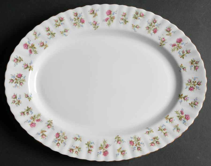 Winsome (White Background) 12" Oval Serving Platter by Royal Albert-1