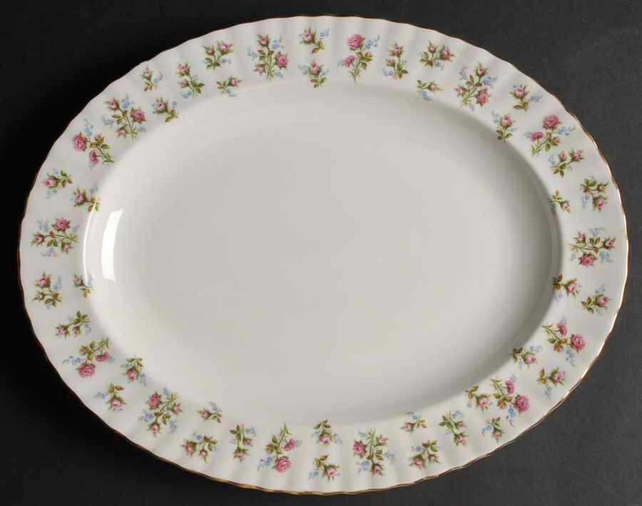 Winsome (White Background) 13" Oval Serving Platter by Royal Albert-1