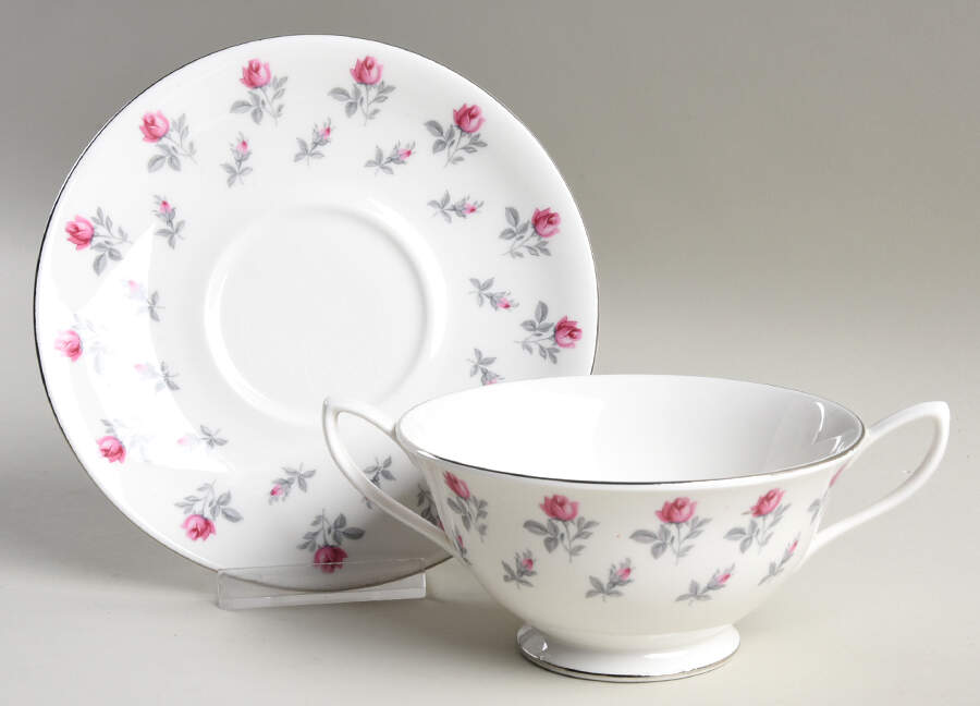 Winsome Footed Cream Soup Bowl & Saucer Set by Royal Albert-1