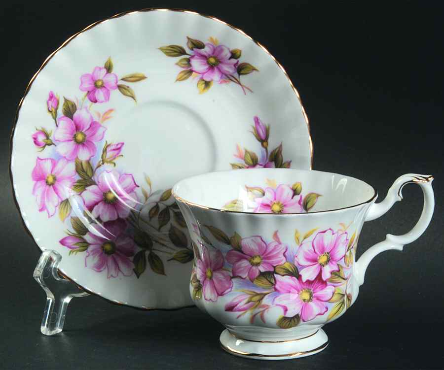 Wild Rose Footed Cup & Saucer Set by Royal Albert-1