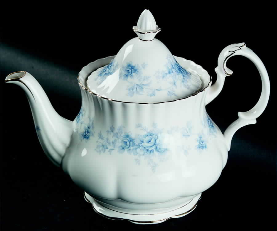 Windsor Rose Blue Teapot & Lid by Royal Albert-1